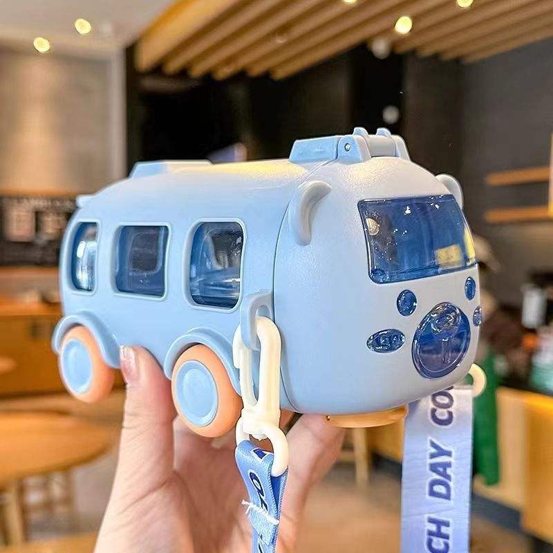 Creative Bus Shape 500ml BPA Free Straw Water Bottle – Kids & Student Reusable Drinking Cup