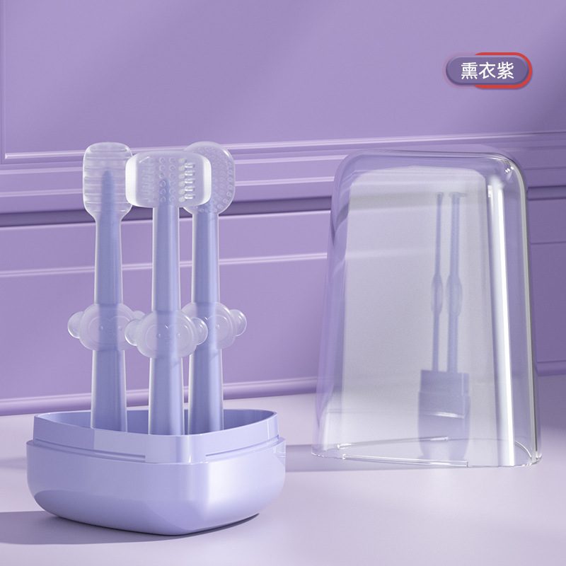 Baby Soft Bristle Toothbrush Silicone, 0-36 Months 3pcs set with Box