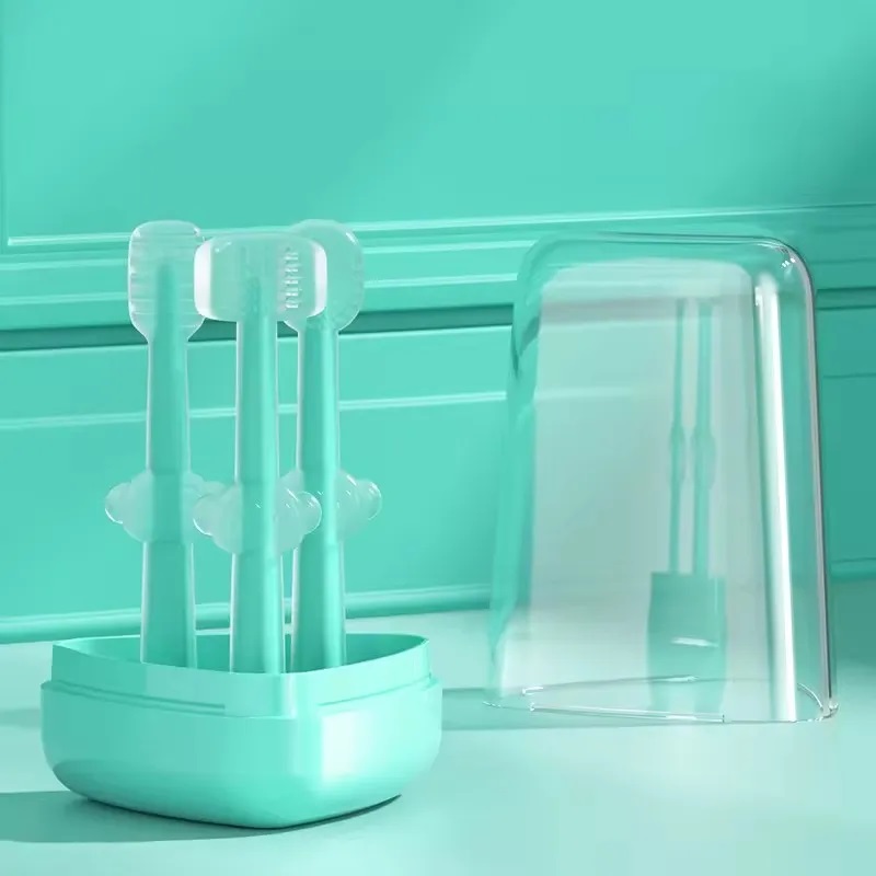Baby Soft Bristle Toothbrush + Silicone Tongue Cleaner + U-Shaped Brush, 0-36 Months 3pcs set with Box