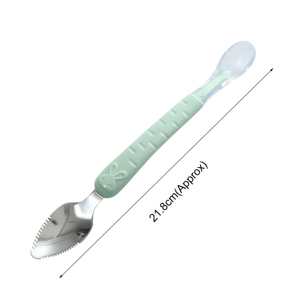 Baby Fruit Spoon Double Head Easy to Clean Stainless Steel Multi Functional Feeding Spoon for Infants"