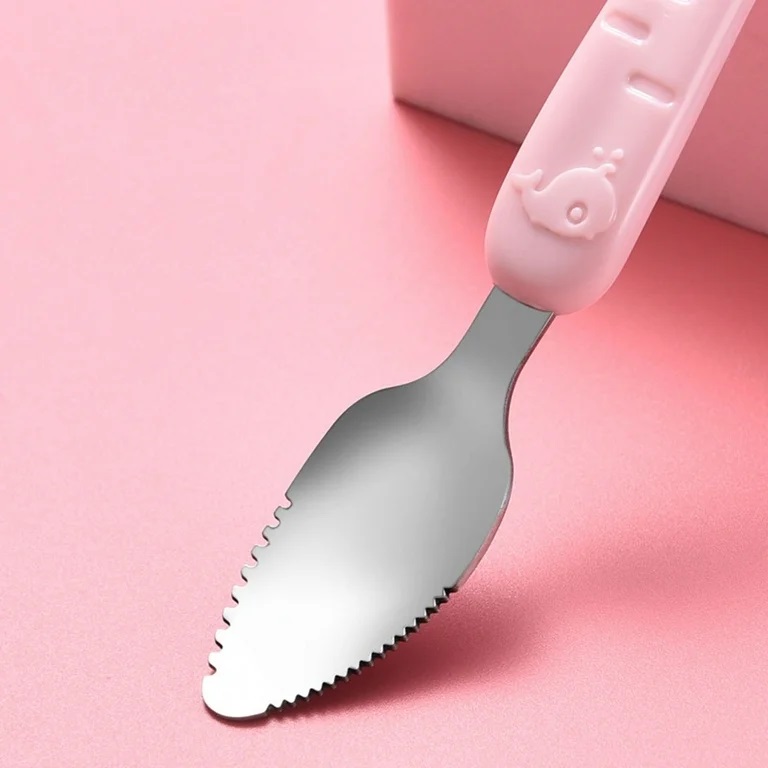 Baby Fruit Spoon Double Head Easy to Clean Stainless Steel Multi Functional Feeding Spoon for Infants